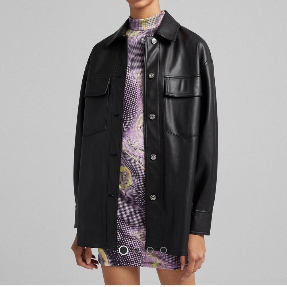 Bershka Faux Leather Jacket Overshirt